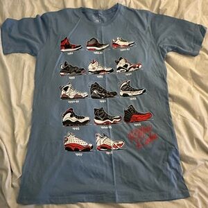 Blue Graphic T-Shirt with Sneaker Designs